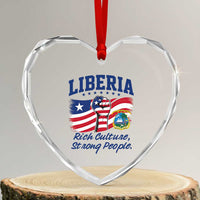 Liberia Rich Culture Strong People Patriotic Heart Crystal Glass Ornament Liberian Flag Fist Coat Of Arms Heritage Pride
