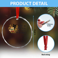 Life Is Better With Cats And Books Crystal Glass Ornament Funny Black Cat Book Lover - Wonder Print Shop