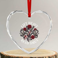 Lift Heavy Read Smut Funny Bookish Fitness Heart Crystal Glass Ornament Vintage Gothic Dagger Roses Weightlifting Spicy Romance Book Lover