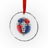 Lion of Judah Cross Dominican Republic Flag Crystal Glass Ornament Christian Faith Dominican Pride