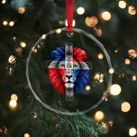 Lion of Judah Cross Dominican Republic Flag Crystal Glass Ornament Christian Faith Dominican Pride