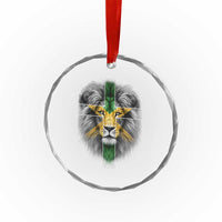 Lion of Judah Cross Jamaica Flag Crystal Glass Ornament Christian Faith Jamaican Pride