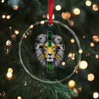 Lion of Judah Cross Jamaica Flag Crystal Glass Ornament Christian Faith Jamaican Pride