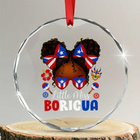 Little Miss Boricua Crystal Glass Ornament Puerto Rican Afro Messy Bun Girls Kids TS10