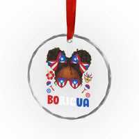 Little Miss Boricua Crystal Glass Ornament Puerto Rican Afro Messy Bun Girls Kids - Wonder Print Shop