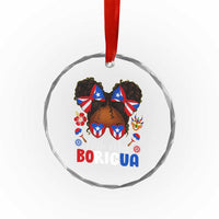 Little Miss Boricua Crystal Glass Ornament Puerto Rican Afro Messy Bun Girls Kids TS10