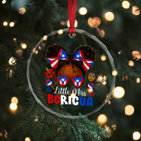 Little Miss Boricua Crystal Glass Ornament Puerto Rican Afro Messy Bun Girls Kids - Wonder Print Shop