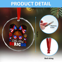 Little Miss Boricua Crystal Glass Ornament Puerto Rican Afro Messy Bun Girls Kids - Wonder Print Shop