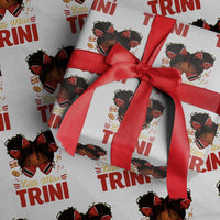 Little Miss Trinidad And Tobago Wrapping Paper Roll Afro Black Messy Bun Girl Trini Flag Bow