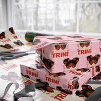 Little Miss Trinidad And Tobago Wrapping Paper Roll Afro Black Messy Bun Girl Trini Flag Bow