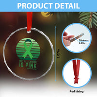 Liver Cancer Awareness Crystal Glass Ornament Not All Cancer Is Pink Ribbon Support Gift