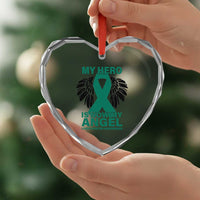 Liver Cancer Awareness Memorial Gift Heart Crystal Glass Ornament My Hero Is Now My Angel