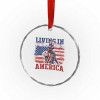 Living In America Funny Patriotic Heavyweight Boxer Crystal Glass Ornament Vintage Distressed Flag Uncle Sam Hat Boxing Champion