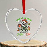 Look At Me Being Festive And Shit Heart Crystal Glass Ornament Funny Christmas Skeleton - Wonder Print Shop