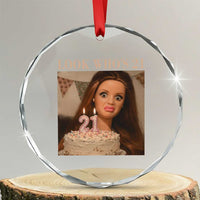 Look Who's 21 Crystal Glass Ornament Funny Birthday Doll Face Meme