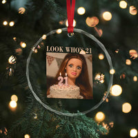 Look Who's 21 Crystal Glass Ornament Funny Birthday Doll Face Meme