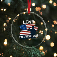 Love Our Veterans Crystal Glass Ornament Veterans Day Military Appreciation US Flag - Wonder Print Shop