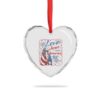 Loves Jesus and America Too Heart Crystal Glass Ornament Patriotic Christian Jesus 4th of July