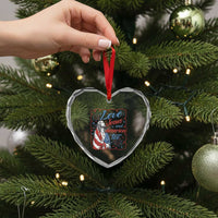 Loves Jesus and America Too Heart Crystal Glass Ornament Patriotic Christian Jesus 4th of July