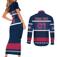 USA Hockey 2024 Couples Matching Short Sleeve Bodycon Dress and Long Sleeve Button Shirt Go Team USA - Wonder Print Shop