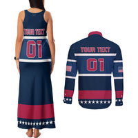 USA Hockey 2024 Couples Matching Tank Maxi Dress and Long Sleeve Button Shirt Go Team USA - Wonder Print Shop
