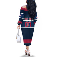 USA Hockey 2024 Family Matching Off The Shoulder Long Sleeve Dress and Hawaiian Shirt Go Team USA - Wonder Print Shop