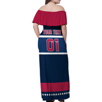 USA Hockey 2024 Family Matching Off Shoulder Maxi Dress and Hawaiian Shirt Go Team USA - Wonder Print Shop