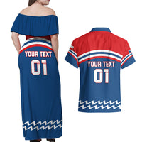 Czech Hockey 2024 Couples Matching Off Shoulder Maxi Dress and Hawaiian Shirt Come on Czechia - Wonder Print Shop