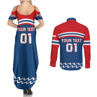 Czech Hockey 2024 Couples Matching Summer Maxi Dress and Long Sleeve Button Shirt Come on Czechia - Wonder Print Shop
