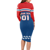 Czech Hockey 2024 Long Sleeve Bodycon Dress Come on Czechia - Wonder Print Shop