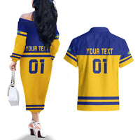 Sweden Hockey 2024 Couples Matching Off The Shoulder Long Sleeve Dress and Hawaiian Shirt Tre Kronor Come on - Wonder Print Shop