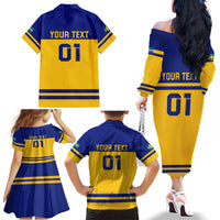 Sweden Hockey 2024 Family Matching Off The Shoulder Long Sleeve Dress and Hawaiian Shirt Tre Kronor Come on - Wonder Print Shop