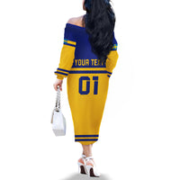 Sweden Hockey 2024 Family Matching Off The Shoulder Long Sleeve Dress and Hawaiian Shirt Tre Kronor Come on - Wonder Print Shop