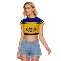 Sweden Hockey 2024 Raglan Cropped T Shirt Tre Kronor Come on - Wonder Print Shop