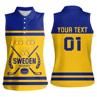 Sweden Hockey 2024 Women Sleeveless Polo Shirt Tre Kronor Come on - Wonder Print Shop