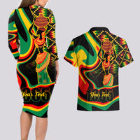 Juneteenth 2024 Couples Matching Long Sleeve Bodycon Dress and Hawaiian Shirt 1865 Freedom Day Anniversary - Wonder Print Shop