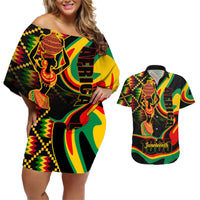 Juneteenth 2024 Couples Matching Off Shoulder Short Dress and Hawaiian Shirt 1865 Freedom Day Anniversary - Wonder Print Shop