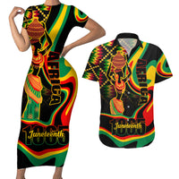 Juneteenth 2024 Couples Matching Short Sleeve Bodycon Dress and Hawaiian Shirt 1865 Freedom Day Anniversary - Wonder Print Shop
