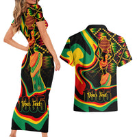 Juneteenth 2024 Couples Matching Short Sleeve Bodycon Dress and Hawaiian Shirt 1865 Freedom Day Anniversary - Wonder Print Shop