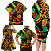 Juneteenth 2024 Family Matching Long Sleeve Bodycon Dress and Hawaiian Shirt 1865 Freedom Day Anniversary - Wonder Print Shop