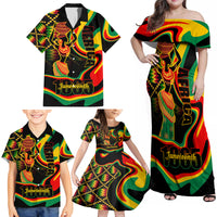 Juneteenth 2024 Family Matching Off Shoulder Maxi Dress and Hawaiian Shirt 1865 Freedom Day Anniversary - Wonder Print Shop