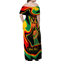 Juneteenth 2024 Family Matching Off Shoulder Maxi Dress and Hawaiian Shirt 1865 Freedom Day Anniversary - Wonder Print Shop