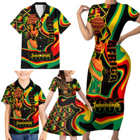 Juneteenth 2024 Family Matching Short Sleeve Bodycon Dress and Hawaiian Shirt 1865 Freedom Day Anniversary - Wonder Print Shop
