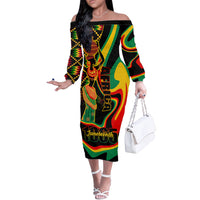 Juneteenth 2024 Off The Shoulder Long Sleeve Dress 1865 Freedom Day Anniversary - Wonder Print Shop