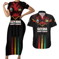 Custom Cricket Guyana Harpy Eagles Couples Matching Short Sleeve Bodycon Dress and Hawaiian Shirt Let's Go Guyana