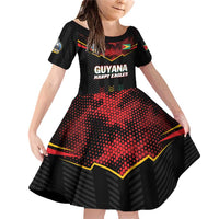Custom Cricket Guyana Harpy Eagles Family Matching Off Shoulder Short Dress and Hawaiian Shirt Let's Go Guyana
