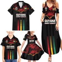 Custom Cricket Guyana Harpy Eagles Family Matching Summer Maxi Dress and Hawaiian Shirt Let's Go Guyana
