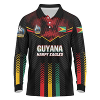Custom Cricket Guyana Harpy Eagles Long Sleeve Polo Shirt Let's Go Guyana