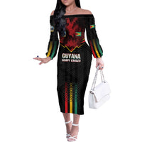 Custom Cricket Guyana Harpy Eagles Off The Shoulder Long Sleeve Dress Let's Go Guyana