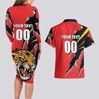 Custom Cricket Guyana Jaguars Couples Matching Long Sleeve Bodycon Dress and Hawaiian Shirt Go Champion